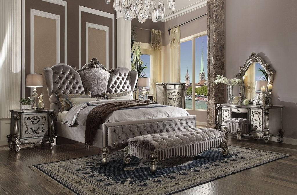 Versailles 4 Pc Bedroom Collection - Antique Platinum