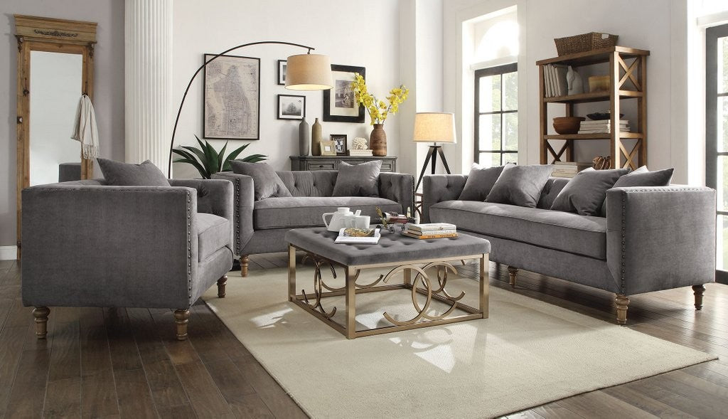 Sidonia 53581 Loveseat - Gray Velvet