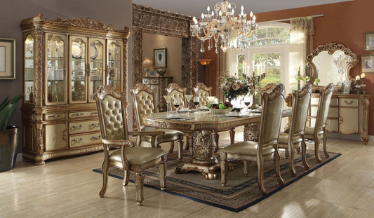 Vendome Formal Dining Set - Gold Patina Finish