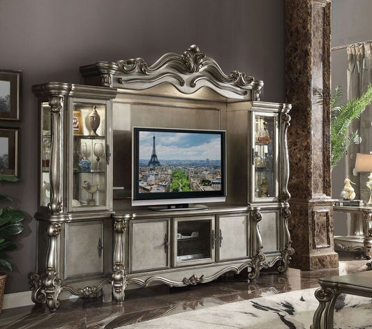 Versailles 91820 Entertainment Center - Antique Platinum Finish