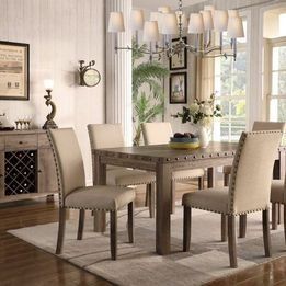 McFerran 7 Pc Dining Set w/Nailhead Accents