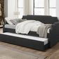 Sofá cama con detalles en forma de nido y clavos: gris oscuro o beige