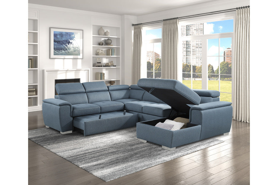Berel 9355BU Sectional with Pull-out Bed