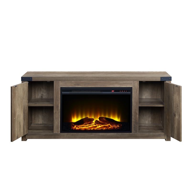Mueble para TV para chimenea Tobias - Acabado en roble rústico