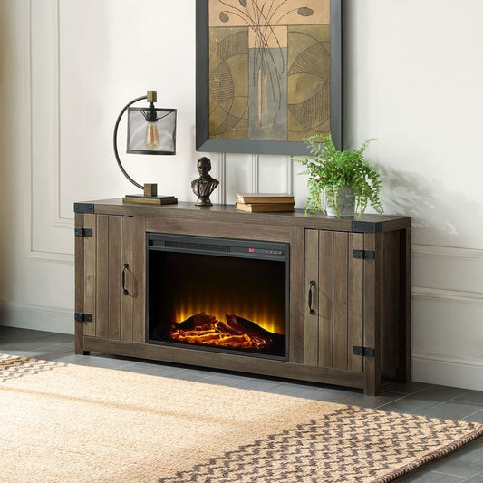 Tobias Fireplace TV Stand - Rustic Oak Finish