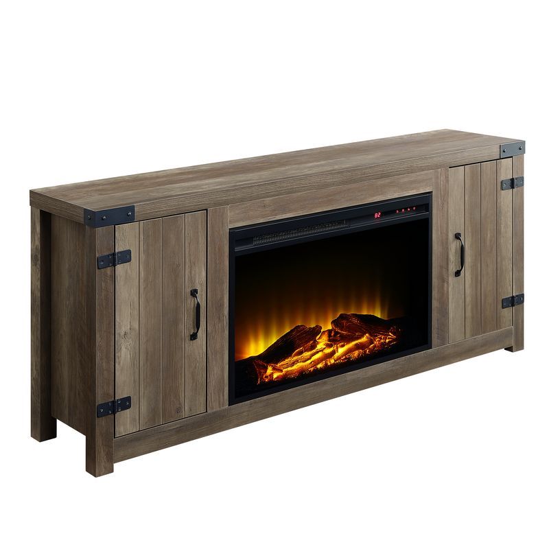 Mueble para TV para chimenea Tobias - Acabado en roble rústico
