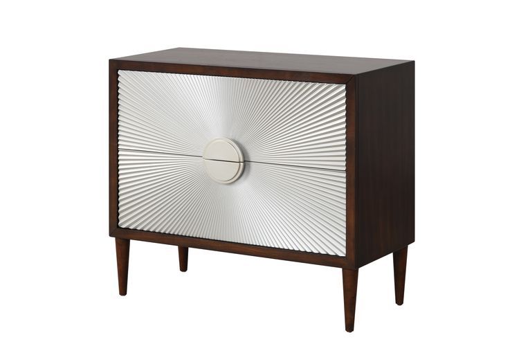 Shimas AC00393 Mesa decorativa con acabado en plata y nogal