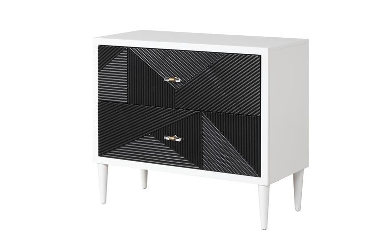 Dubni AC00394 White & Black Finish Accent Table