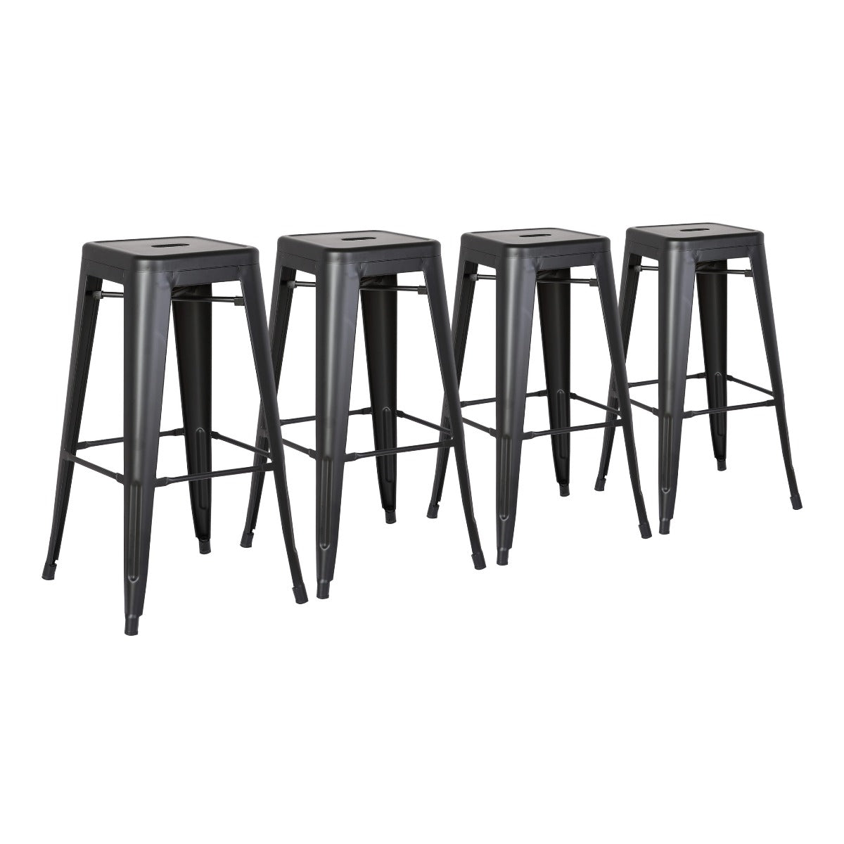 AC Pacific Industrial Design Bar Stools Black or Silver - Set of 4 ...