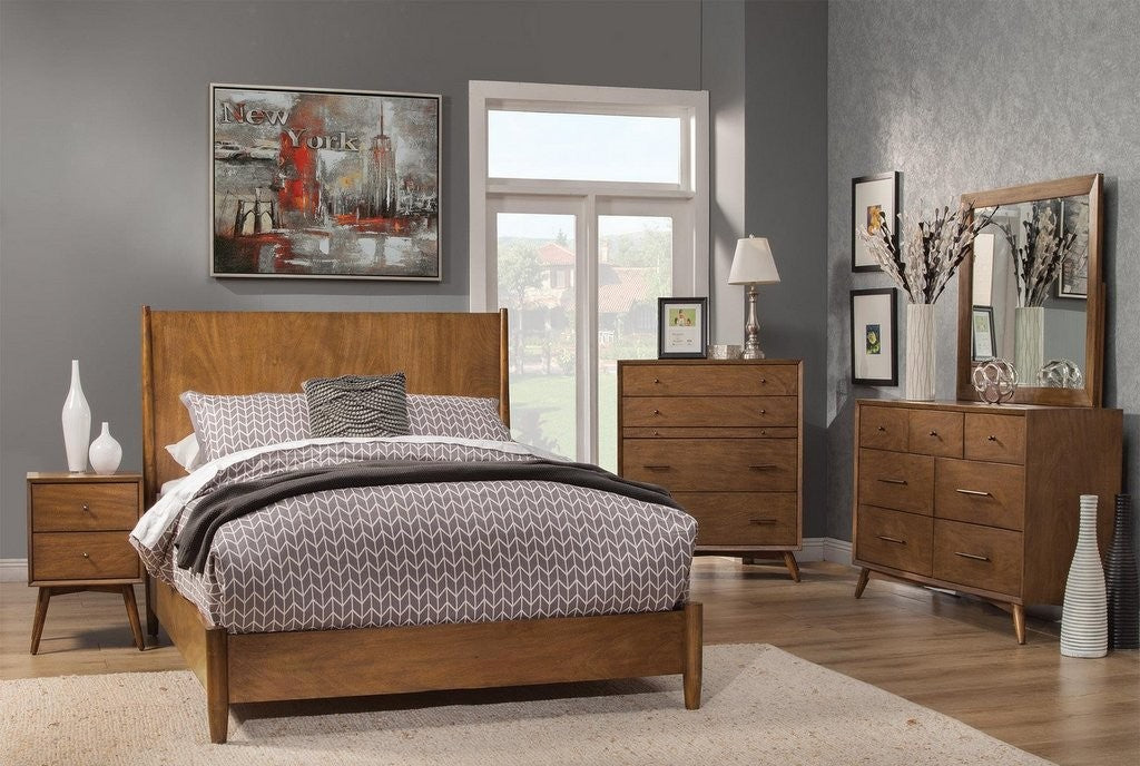 Flynn 4 Pc Bedroom Collection by Alpine Furniture - Acorn Finish