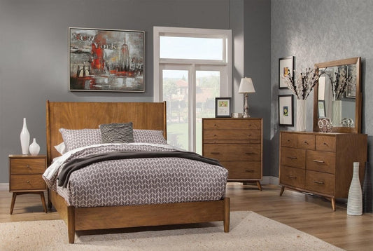 Flynn 4 Pc Bedroom Collection by Alpine Furniture - Acorn Finish