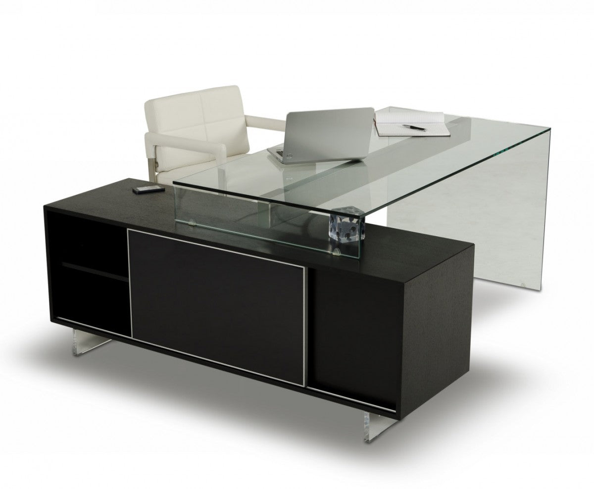 Alaska Modern Desk by VIG - Glass Table & Side