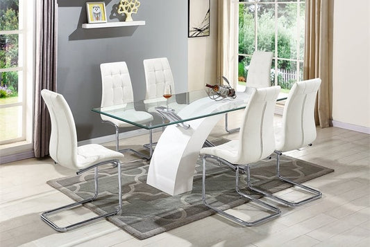 Artisan Furniture RDT319 Modern 7 Pc Dining Set - Glass & Stainless Steel