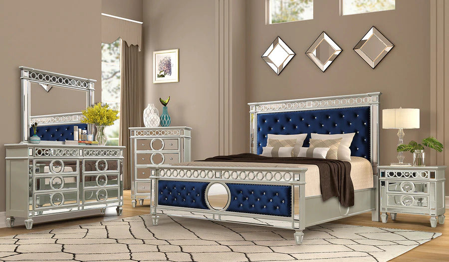McFerran B1688 Modern Bedroom Set - Silver Finish