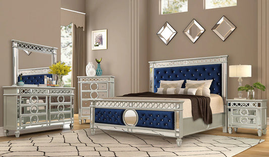 McFerran B1688 Modern Bedroom Set - Silver Finish