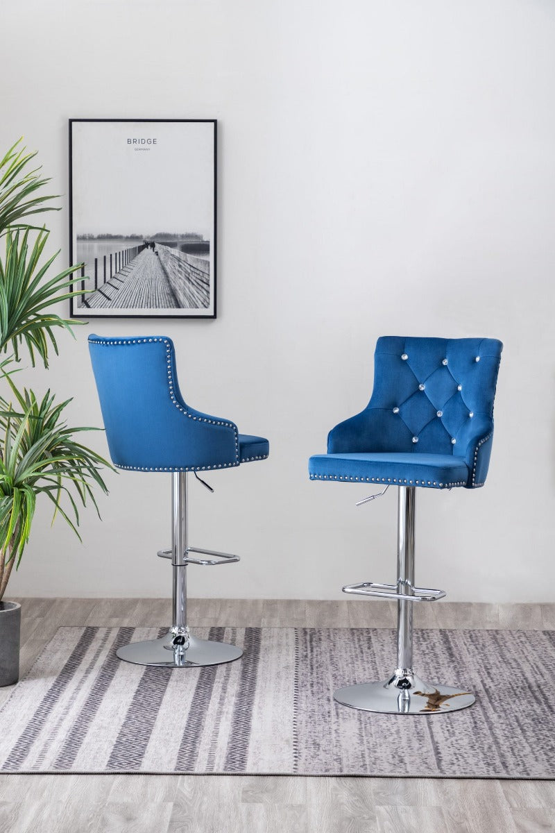 Tufted Velvet 2 Upholstered Adjustable Bar Stools
