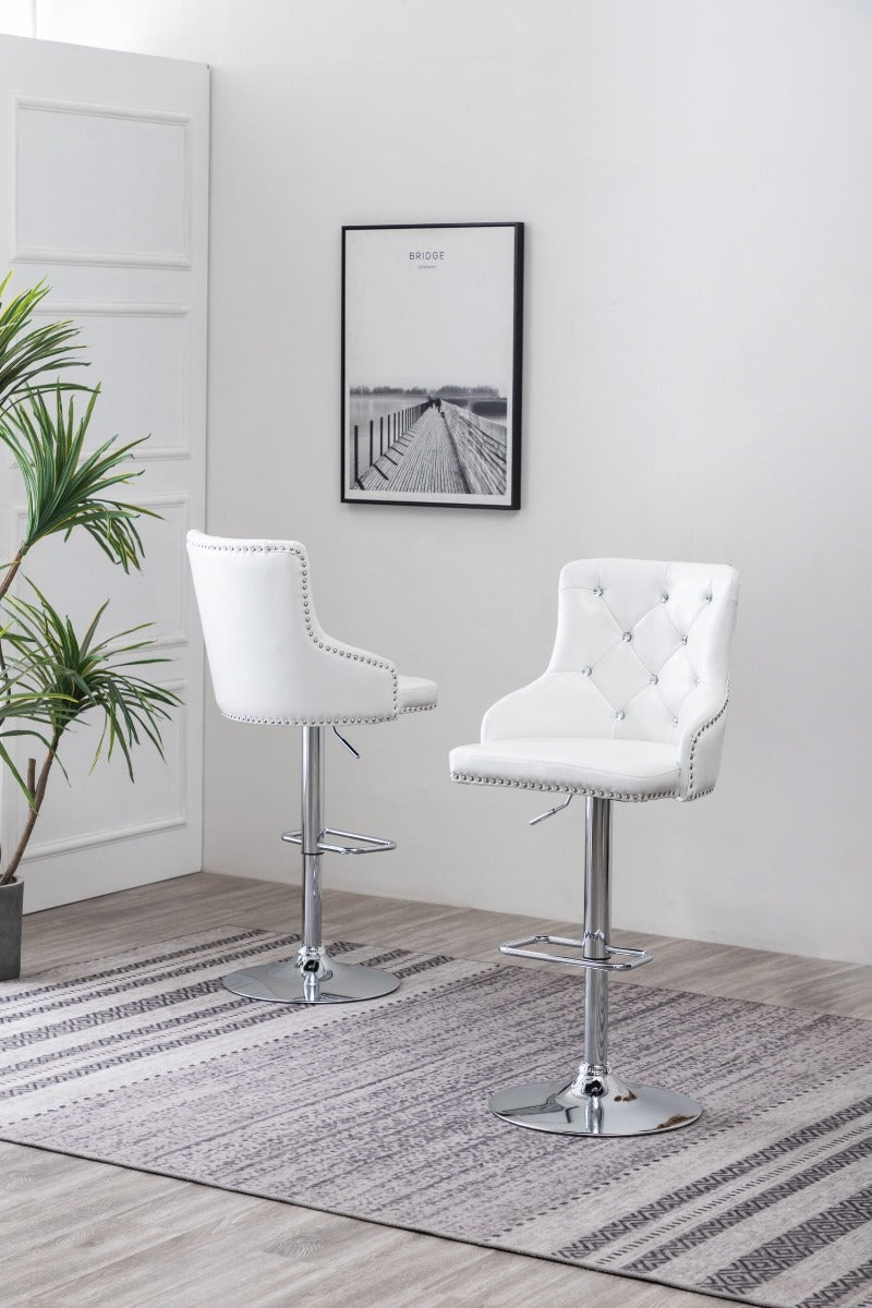 Tufted Velvet 2 Upholstered Adjustable Bar Stools