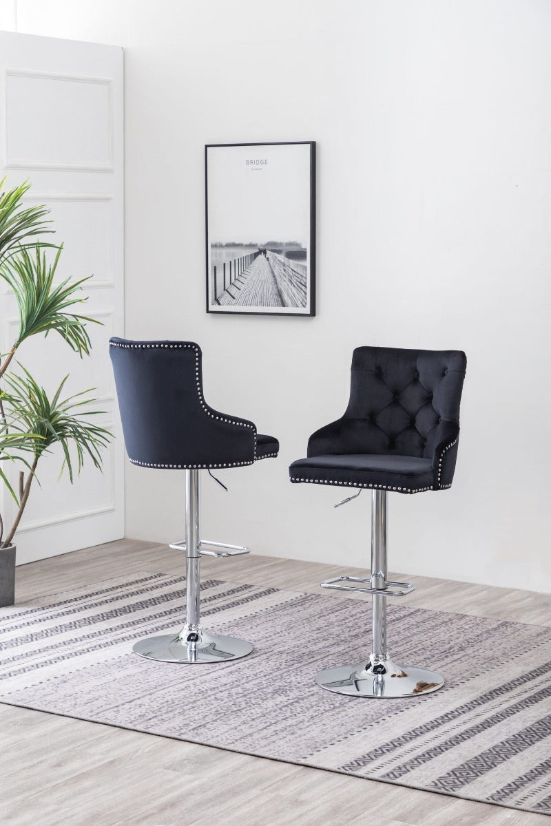 Tufted Velvet 2 Upholstered Adjustable Bar Stools