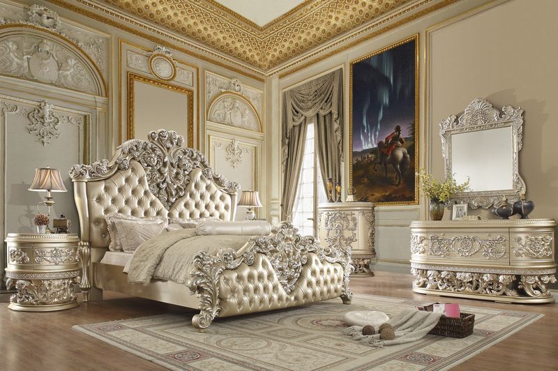 Vatican Bedroom Collection - Gold & Champagne Silver Finish