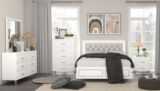 Acme Casilda White Platform Bedroom Collection - LED Headboard