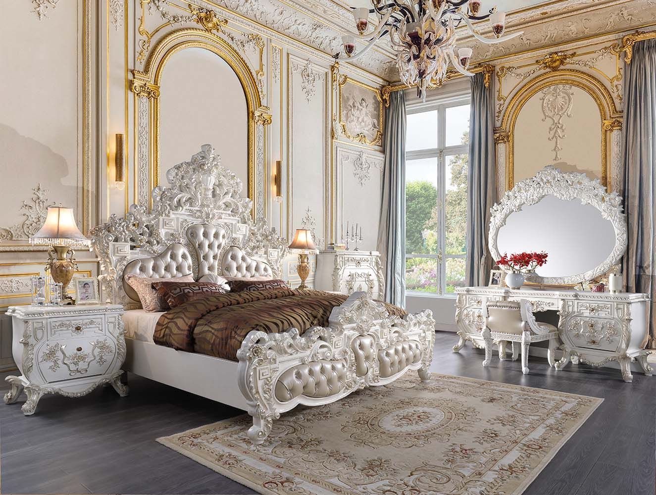 Vanaheim King Bedroom Collection by Acme - Antique White Finish