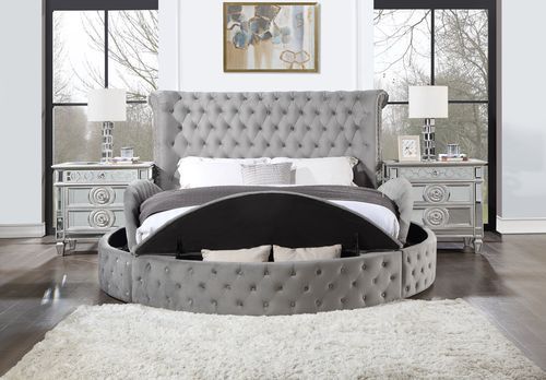 Gaiva BD00967Q Upholstered Storage Bed - Gray Velvet