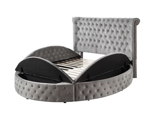 Gaiva BD00967Q Upholstered Storage Bed - Gray Velvet