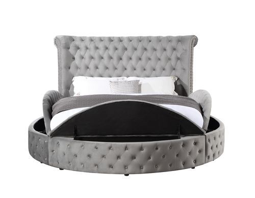 Gaiva BD00967Q Upholstered Storage Bed - Gray Velvet