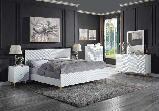 Gaines High Gloss Bedroom Collection - White or Gray