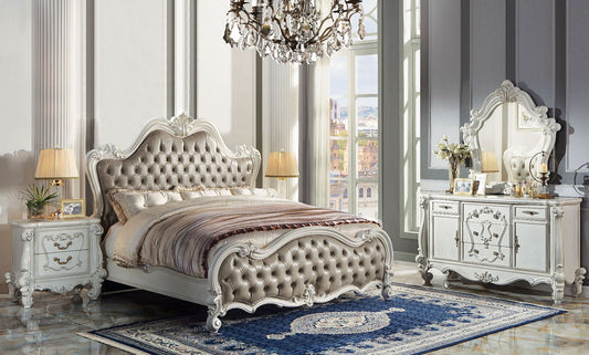 Versailles II Bedroom Collection - PU & Bone White Finish