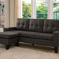 Tufted Back Sectional w/Reversible Chaise - 4 Color Choices