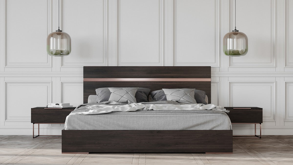 Benzon Italian Modern Dark Rovere Bedroom Set