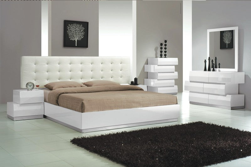 Spain 5 Pc Bedroom Furniture - White Lacquer Finish