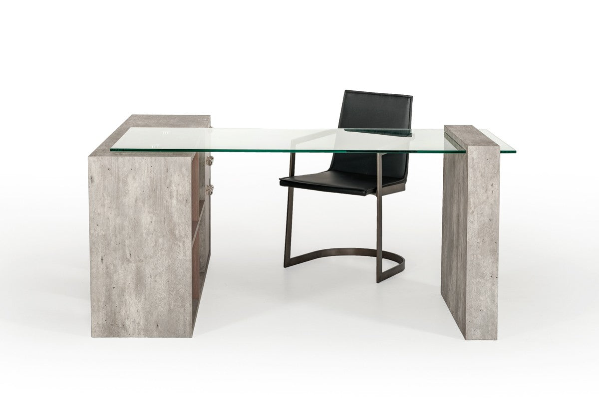 Nova Domus Boston Modern Glass & Faux Concrete Desk