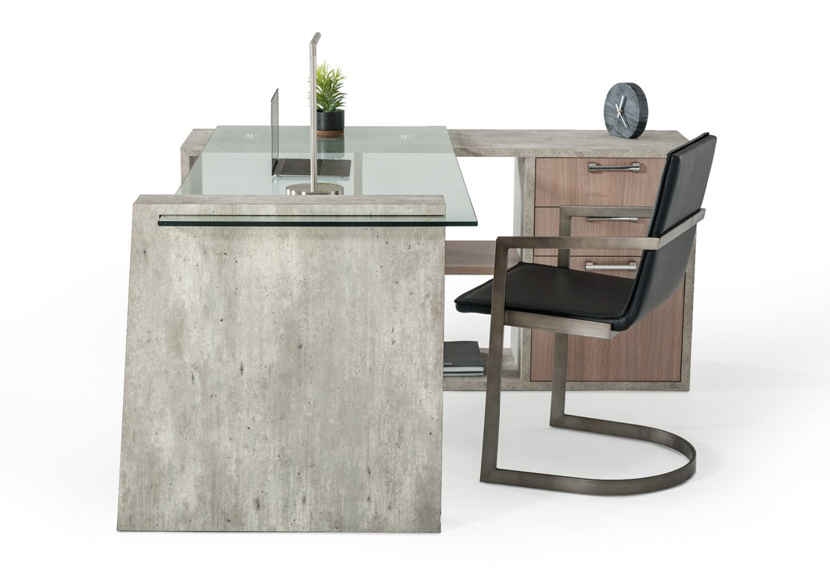 Nova Domus Boston Modern Glass & Faux Concrete Desk