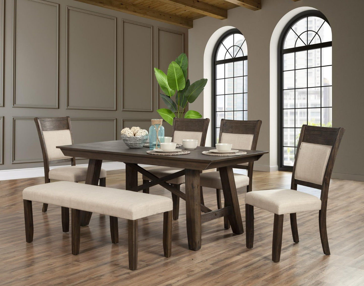 Brayden 6 Pc Dining Collection by Alpine Furniture - Acacia Solids