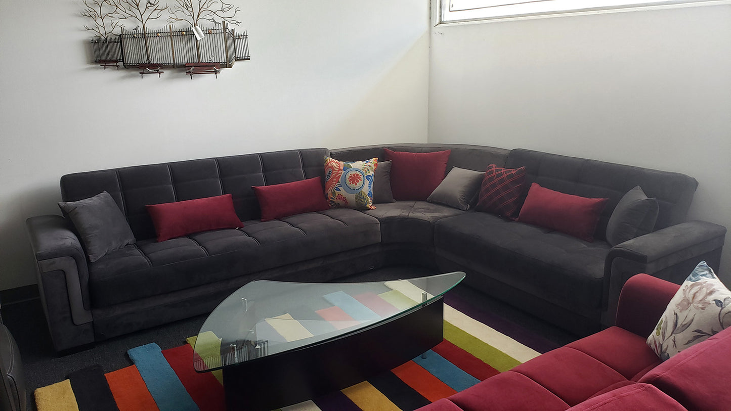 Bravo Graphite Gray Convertible Sectional