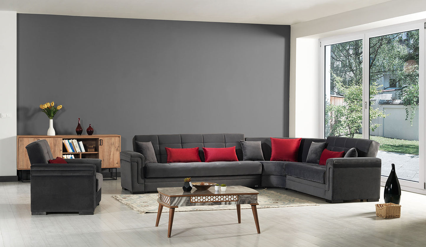 Bravo Graphite Gray Convertible Sectional