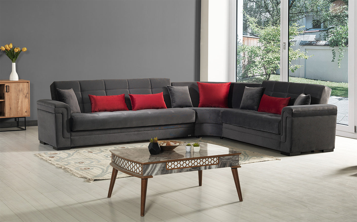 Bravo Graphite Gray Convertible Sectional