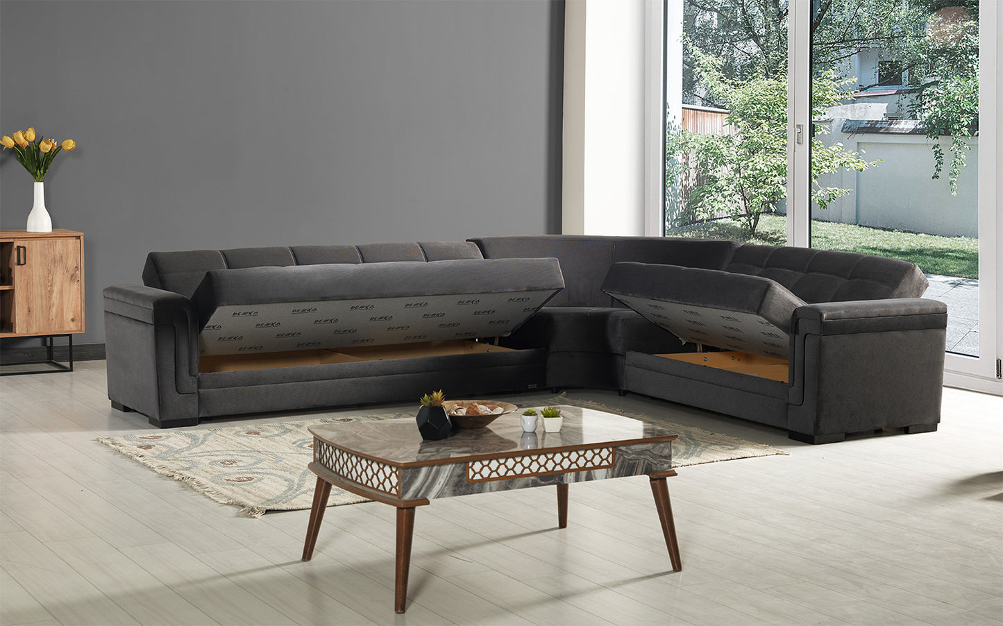 Bravo Graphite Gray Convertible Sectional