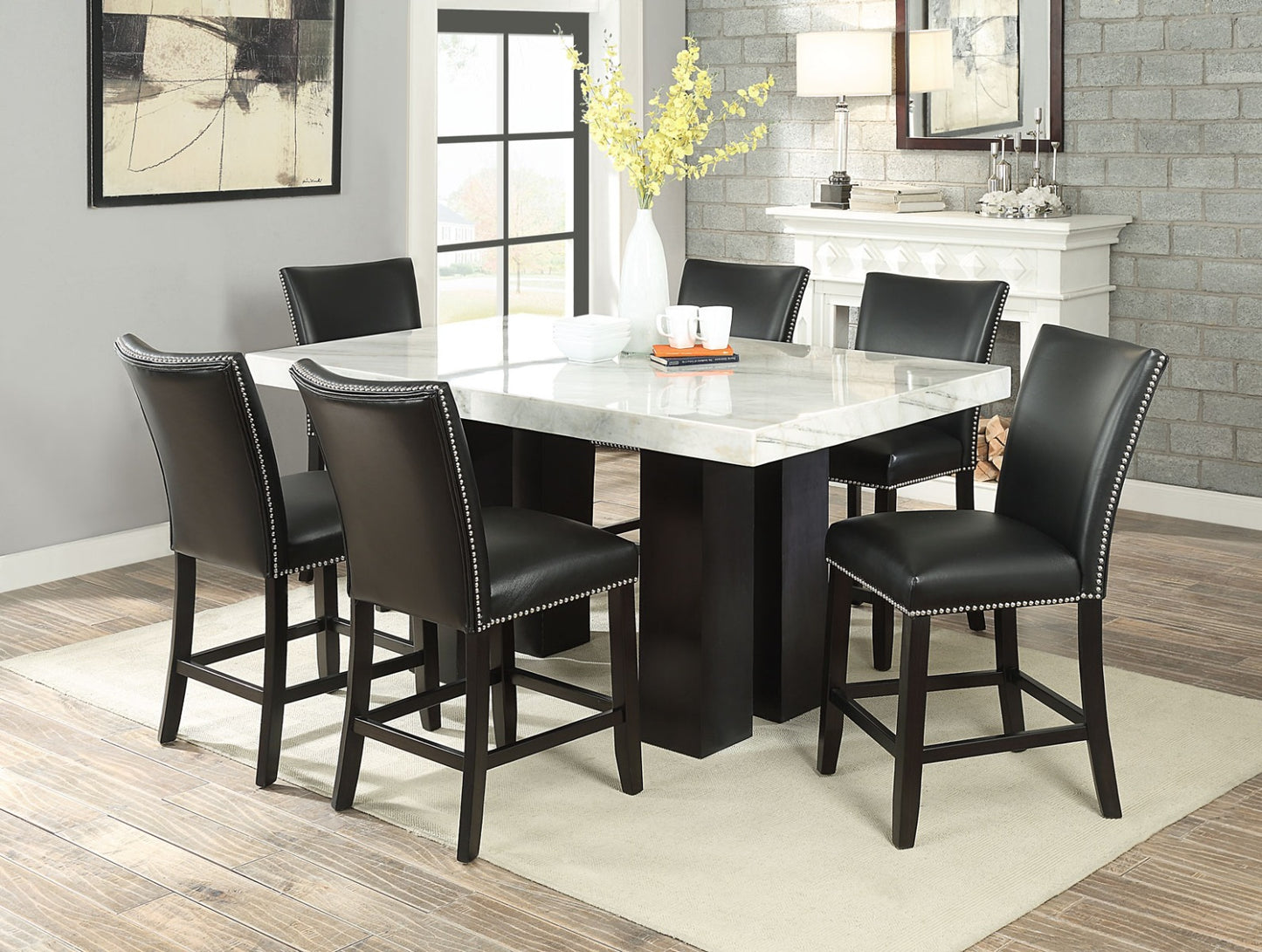 Camila Counter Stool - Black Leatherette (set of 2)