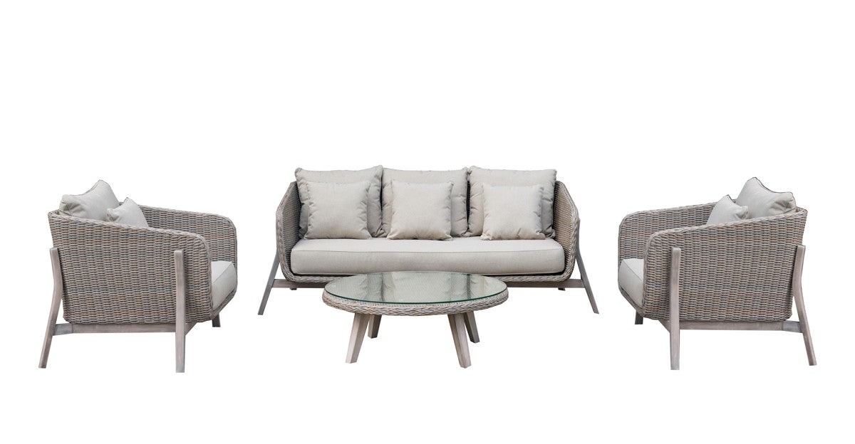 Renava Carillo Outdoor Beige Wicker Sofa Set