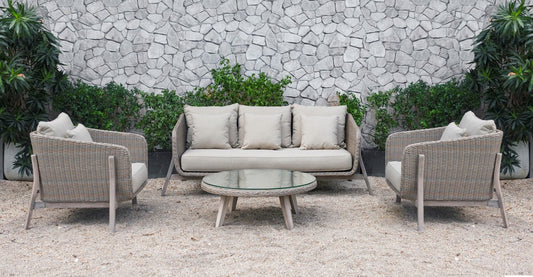 Renava Carillo Outdoor Beige Wicker Sofa Set