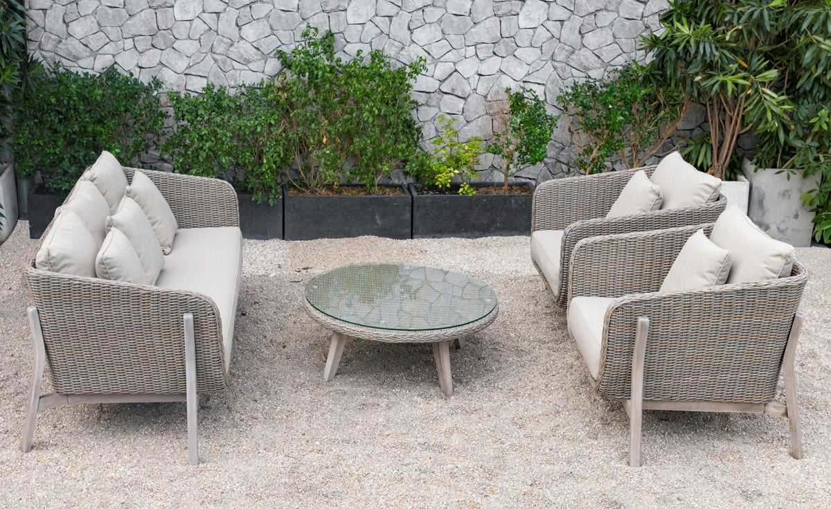 Renava Carillo Outdoor Beige Wicker Sofa Set