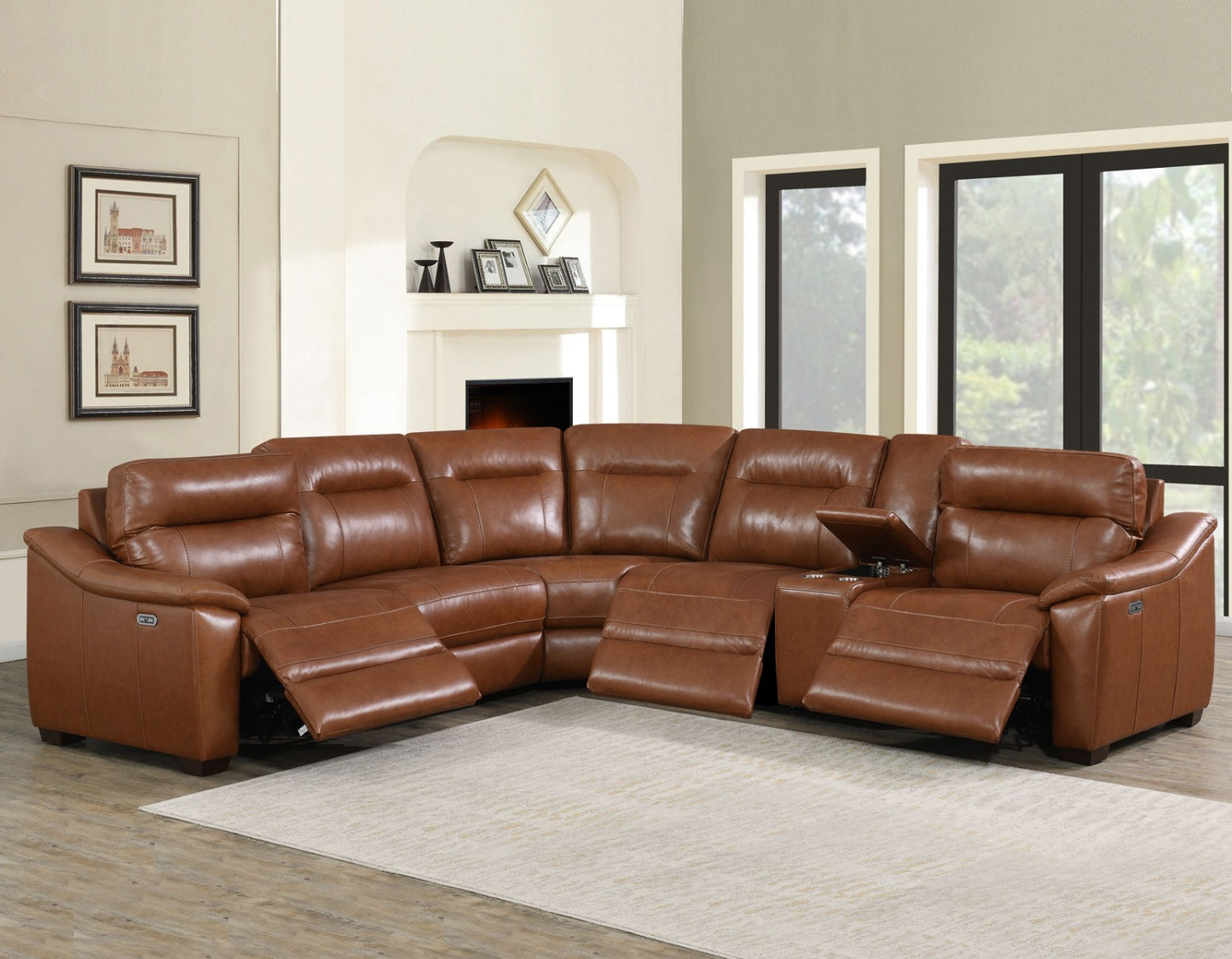 Steve Silver Casa Dual Power Motion Sectional - Brown or Ivory