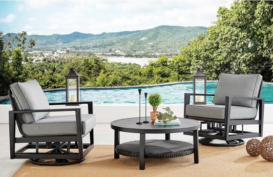 Armen Living Cayman Black Aluminum Outdoor Seating