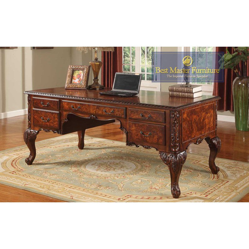 CD120 Traditional Office Executive Desk Walnut Finish