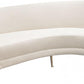 Celine Cream Velvet Curved Sofa - Stainless Steel Leg