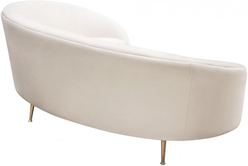 Celine Cream Velvet Curved Sofa - Stainless Steel Leg