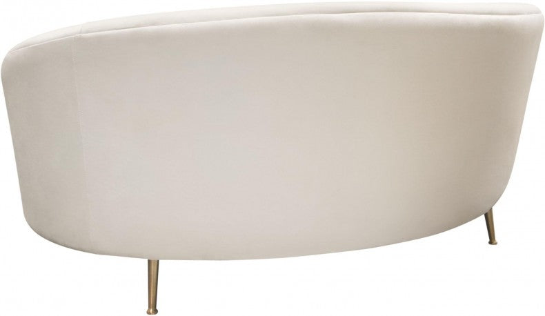 Celine Cream Velvet Curved Sofa - Stainless Steel Leg
